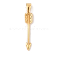 304 Stainless Steel Pendants, Arrow Charm, Golden, 31.5x6.5x2.5mm, Hole: 7x3.5mm(STAS-S141-02G)