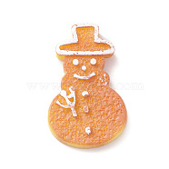 Christmas Opaque Resin & Plastic Imitation Biscuits Decoden Cabochons, Sandy Brown, Snowman, 29x18.5x4.5mm(RESI-K019-54F)