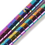 Electroplated Synthetic Non-magnetic Hematite Beads Strands, Flag Shape, Rainbow Plated, 4.5x6x3.5mm, Hole: 1mm, about 105pcs/strand, 16.34''(41.5cm)(G-Q174-01D)