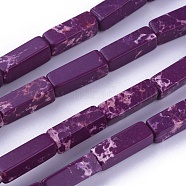 Synthetic Imperial Jasper Beads Strands, Dyed, Cuboid, Purple, 12~13.5x4~4.5mm, Hole: 0.8mm, about 29pcs/strand, 14.96 inch~15.19 inch(38~38.6cm)(G-E508-02H)