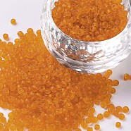 Glass Seed Beads, Frosted Colors, Round, Orange, Size: about 2mm in diameter, hole:1mm, about 6666pcs/100g(X1-SEED-A008-2mm-M9)