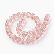 Handmade Gold Sand Lampwork Beads Strands, Luminous, Round, Misty Rose, 10mm, Hole: 1.2mm, about 40pcs/strand, 14.3 inch(38cm)(LAMP-P051-L08-10mm)