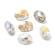 K5 Glass Rhinestone Buttons, Back Plated, Faceted, Oval, Mixed Color, 14x10x7mm, Hole: 1mm(RGLA-H109-08B)