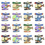 30Pcs 10 Styles Printed Alloy Pendants, Cadmium Free & Nickel Free & Lead Free, Light Gold, Helicopter Charm, Mixed Color, 17.5x18.5x2mm, Hole: 1.8mm, 3pcs/style(PALLOY-CJ0002-59)