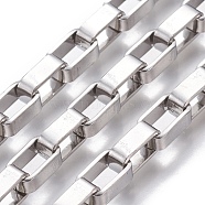 201 Stainless Steel Box Chains, Unwelded, Stainless Steel Color, 10x6x4mm(CHS-P007-01P)
