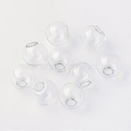 Round Mechanized One Hole Blown Glass Globe Ball Bottles, for Stud Earring or Crafts, Clear, 14mm, Hole: 3~5mm(BLOW-R001-14mm)