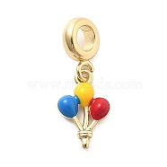 Rack Plating Brass Enamel European Dangle Charms, Colorful Balloon Large Hole Pendants, Cadmium Free & Lead Free, Long-Lasting Plated, Real 18K Gold Plated, 25.5mm, Hole: 4.5mm(KK-Q017-18G)