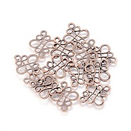 Tibetan Style Links connectors,  Nickel Free & Lead Free, Chinese knot, Red Copper, 22x18.5x1mm, Hole: 2.5x3mm(X-TIBE-4876-R-NR)