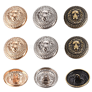 Olycraft Alloy Shank Button, Flat Round with Lion, Mixed Color, 25mmx11.5mm, Hole: 2.5mm, 30pcs/box(BUTT-OC0001-04)