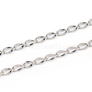 304 Stainless Steel Curb Chains, Soldered, Stainless Steel Color, 4x2x0.4mm(CHS-L001-56-0.4mm)