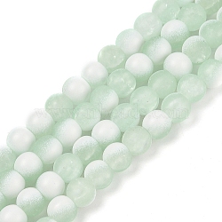 Frosted Crackle Glass Beads Strands, Rondelle, Aquamarine, 6x5.5mm, Hole: 1mm, about 145pcs/strand, 31.10''(79cm)(GLAA-U001-6mm-M01)