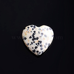 Natural Dalmatian Jasper Love Heart Stone, Pocket Palm Stone for Reiki Balancing, Home Display Decorations, 20x20mm(PW-WG32553-05)