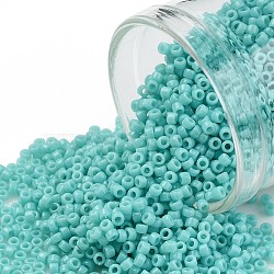 TOHO Round Seed Beads, Japanese Seed Beads, (55) Opaque Turquoise, 15/0, 1.5mm, Hole: 0.7mm, about 3000pcs/10g(X-SEED-TR15-0055)