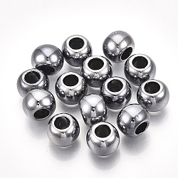 UV Plating ABS Plastic Beads, Round, Gunmetal Plated, 17.5~18x12.5mm, Hole: 9.5mm(CCB-S162-28E-01)