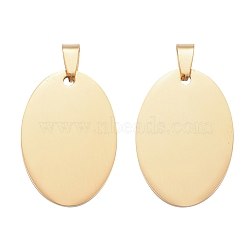 304 Stainless Steel Pendants, Manual Polishing, Blank Stamping Tags, Oval, Golden, 36x25x1.8mm(STAS-I140-18G)