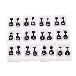 Flat Round Crystal Rhinestone Ear Fake Plugs, 304 Stainless Steel Piercing Stud Screw Earrings for Women, Black, 6mm, Pin: 1mm(EJEW-H105-21EB-B)