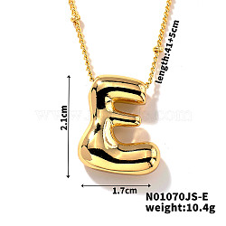 Simple and Stylish Brass Letter Pendant Satellite Chain Necklaces for Women Men, Golden, Letter E, 16.14 inch(41cm)(GF2554-5)