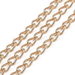 Rack Plating Iron Curb Chain, Twisted Chain, Light Gold, link: 7.5x4.7x1.3mm, 5m/roll(CH-H002-01LG)