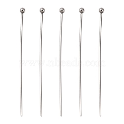 Tarnish Resistant 304 Stainless Steel Ball Head Pins, Stainless Steel Color, 40x0.7mm, 21 Gauge, Head: 2mm(STAS-K146-045-40x0.7mm)