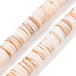 Natural Freshwater Shell Beads Strands, Disc, Heishi Beads, Antique White, 10x2mm, Hole: 0.6mm, about 159pcs/strand, 14.17''(36cm)(SSHEL-T017-02)