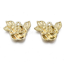 Rack Plating Alloy Pendants, Cadmium Free & Lead Free, Flower, Light Gold, 16x20x4mm, Hole: 1.6mm(PALLOY-T077-94LG-RS)