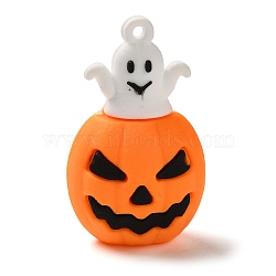 Halloween Theme PVC Plastic Pendants, Pumpkin, White, 49x29x21mm, Hole: 2mm(KY-N023-03B)