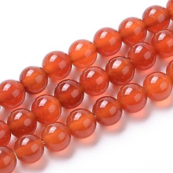 Natural Agate Beads Strands, Dyed, Round, Orange Red, 6mm, Hole: 1.2mm, about 63pcs/strand, 15 inch(G-I261-B04-6mm)