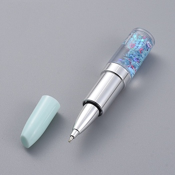 Plastic Gel Pens, with Paillette/Sequin Inside, Simulation Lipstick Ballpoint Pens, Gift Pen, Light Blue, 19x103mm