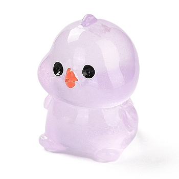 Chick Luminous Resin Display Decorations, Glow in the Dark, for Car or Home Office Desktop Ornaments, Lilac, 15x15x20mm