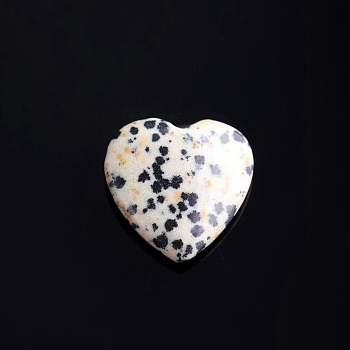 Natural Dalmatian Jasper Love Heart Stone, Pocket Palm Stone for Reiki Balancing, Home Display Decorations, 20x20mm