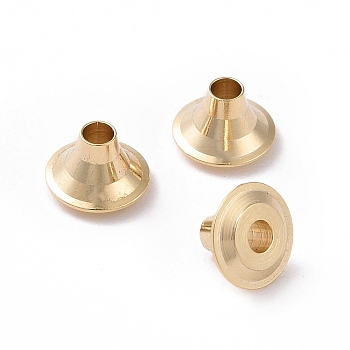 Brass Beads, Long-Lasting Plated, Circular Cone, Real 24K Gold Plated, 6x4mm, Hole: 1mm