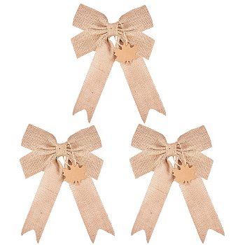 Linen Bowknot, with Jewelry Display Kraft Paper Price Tags and Jute Twine, Tan