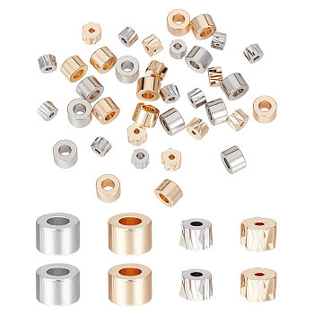 40Pcs 4 Style Brass Beads, Column, Nickel Free, Mixed Color, 5~6x3~4mm, Hole: 1~2.5mm, 10pcs/style