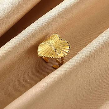304 Stainless Steel Open Cuff Rings, Heart, Golden, 23mm, Inner Diameter: 18mm