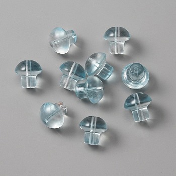 Transparent Glass Beads, Mushroom, Turquoise, 13.5x13.5mm, Hole: 1.6mm