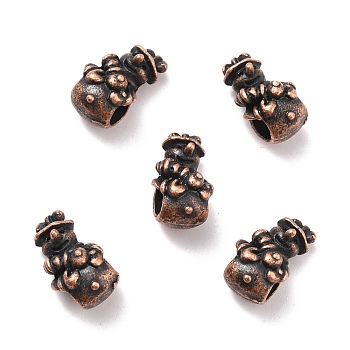 Tibetan Style Alloy Beads, Snowman, Red Copper, 16x9x9mm, Hole: 3.3mm