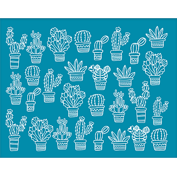 Silk Screen Printing Stencil, for Painting on Wood, DIY Decoration T-Shirt Fabric, Cactus Pattern, 100x127mm