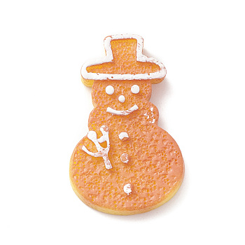 Christmas Opaque Resin & Plastic Imitation Biscuits Decoden Cabochons, Sandy Brown, Snowman, 29x18.5x4.5mm