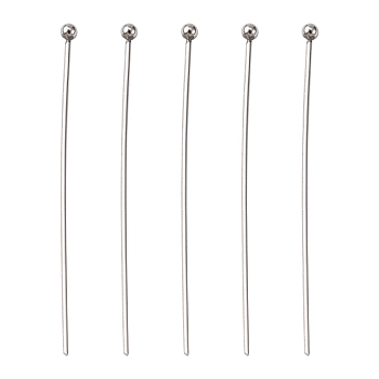 304 Stainless Steel Ball Head Pins, Stainless Steel Color, 40x0.7mm, 21 Gauge, Head: 2mm