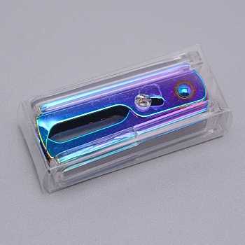 Stainless Steel Staple Remover, with Acrylic Housing, Daily Supplies, Rainbow Color, 27x65x18.5, Unfold: 61.5x31~39x16.5mm