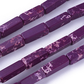 Synthetic Imperial Jasper Beads Strands, Dyed, Cuboid, Purple, 12~13.5x4~4.5mm, Hole: 0.8mm, about 29pcs/strand, 14.96 inch~15.19 inch(38~38.6cm)