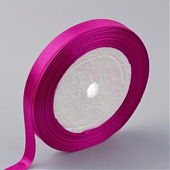 Single Face Satin Ribbon, Polyester Ribbon, Breast Cancer Pink Awareness Ribbon Making Materials, Valentines Day Gifts, Boxes Packages, Medium Violet Red, 1/2 inch(12mm), about 25yards/roll(22.86m/roll), 250yards/group(228.6m/group), 10rolls/group