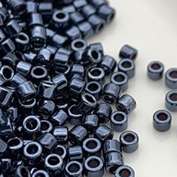Cylinder Seed Beads, Metallic Colours, Round Hole, Uniform Size, Black, 2mm, Hole: 0.8mm, about 40000pcs/bag, 450g/bag