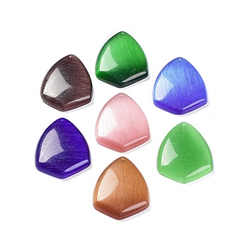 Cat Eye Pendants, Triangle Charms, Mixed Color, 45.5x35x7.5mm, Hole: 1.4mm