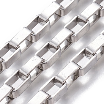 201 Stainless Steel Box Chains, Unwelded, Stainless Steel Color, 10x6x4mm