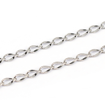 304 Stainless Steel Curb Chains, Soldered, Stainless Steel Color, 4x2x0.4mm