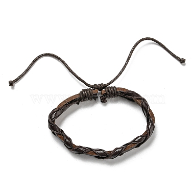 Bracelet à cordon en simili cuir tressé réglable de style 6pcs 6 serti de cordon ciré pour hommes(BJEW-F458-15)-3