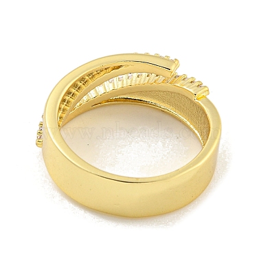 Bague de manchette ouverte en laiton avec micro pavé de zircone cubique transparente pour femmes(RJEW-M173-09C-G)-3