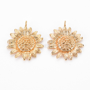 Real 18K Gold Plated Flower Brass Pendants