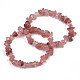 Unisex Chip Natural Strawberry Quartz Beaded Stretch Bracelets(BJEW-S143-40)-1